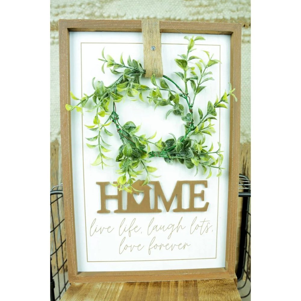Wall or Table Home Decor. Wood Framed. Wreath. NWT.